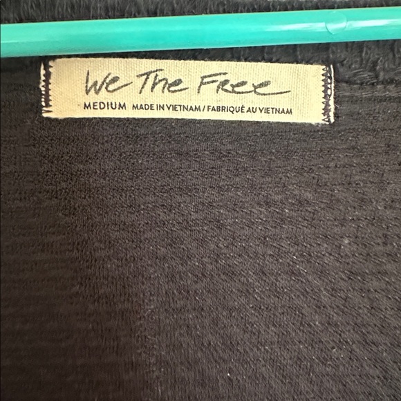 Free People We The Free Navy Blue Waffle Knit Cotton Comfy Sexy Crop Knot Top M - Picture 2 of 2